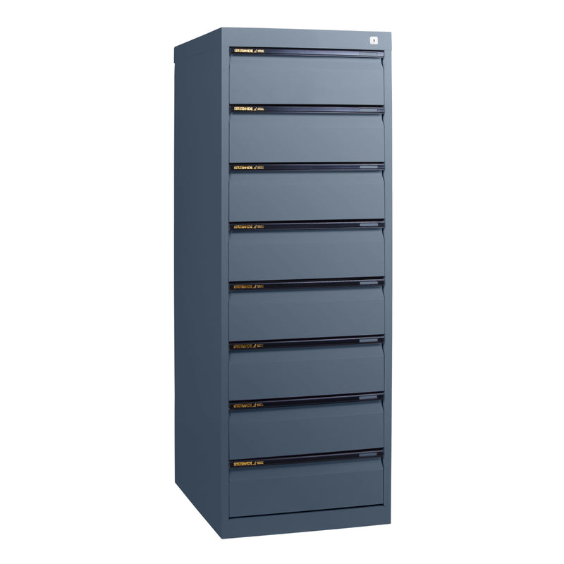 Statewide Duplex Card Cabinet to suit 8×5 Card (200mm x 125mm) 8 Drawer - 1500h x 510w x 610d Charcoal