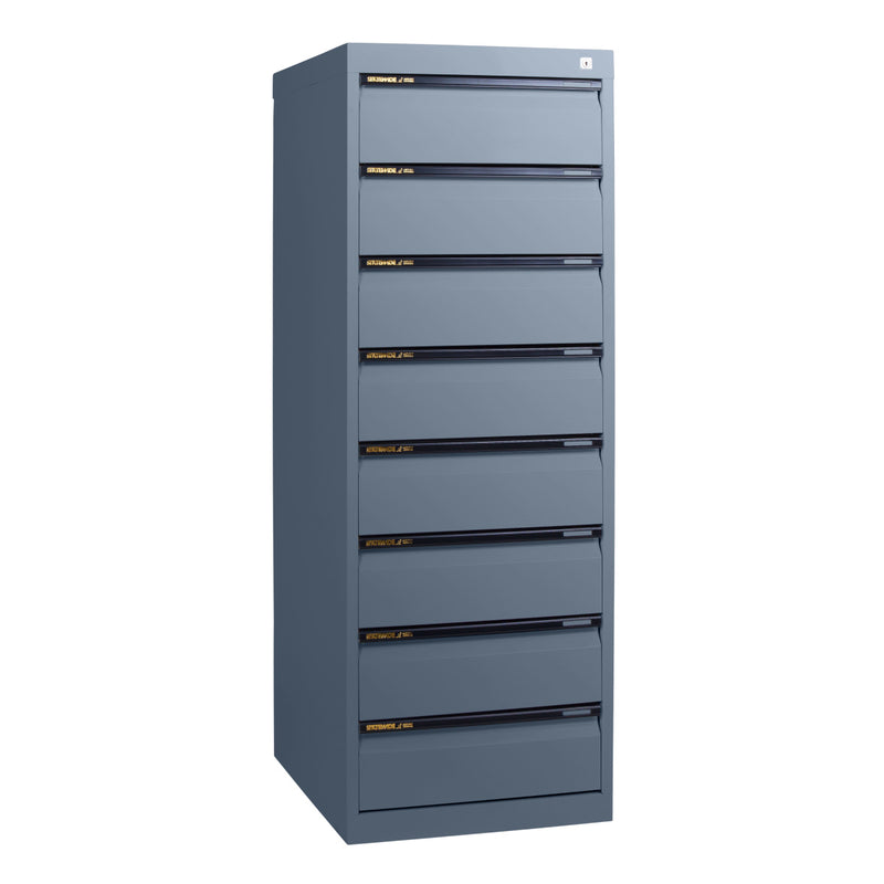 Statewide Duplex Card Cabinet to suit 8×5 Card (200mm x 125mm) 8 Drawer - 1500h x 510w x 610d Graphite Ripple