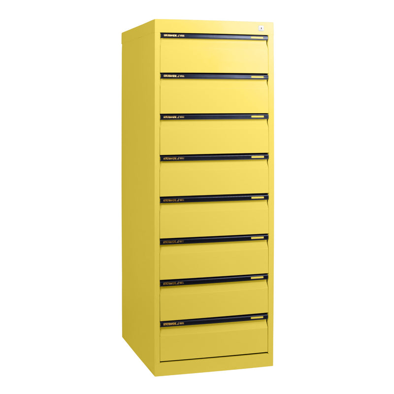 Statewide Duplex Card Cabinet to suit 8×5 Card (200mm x 125mm) 8 Drawer - 1500h x 510w x 610d Lemon Yellow