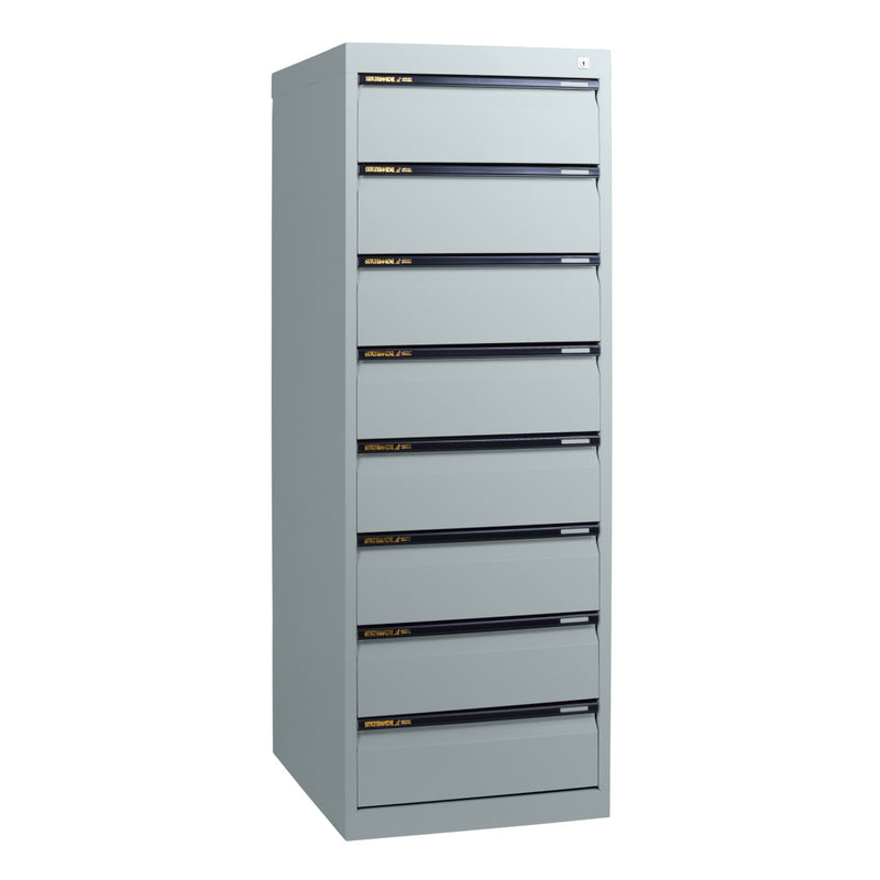 Statewide Duplex Card Cabinet to suit 8×5 Card (200mm x 125mm) 8 Drawer - 1500h x 510w x 610d Light Grey
