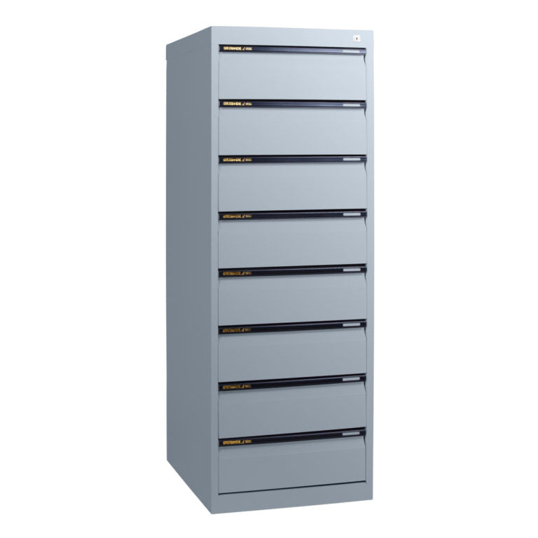 Statewide Duplex Card Cabinet to suit 8×5 Card (200mm x 125mm) 8 Drawer - 1500h x 510w x 610d Precious Silver