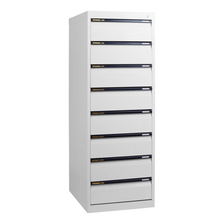Statewide Duplex Card Cabinet to suit 8×5 Card (200mm x 125mm) 8 Drawer - 1500h x 510w x 610d White Birch