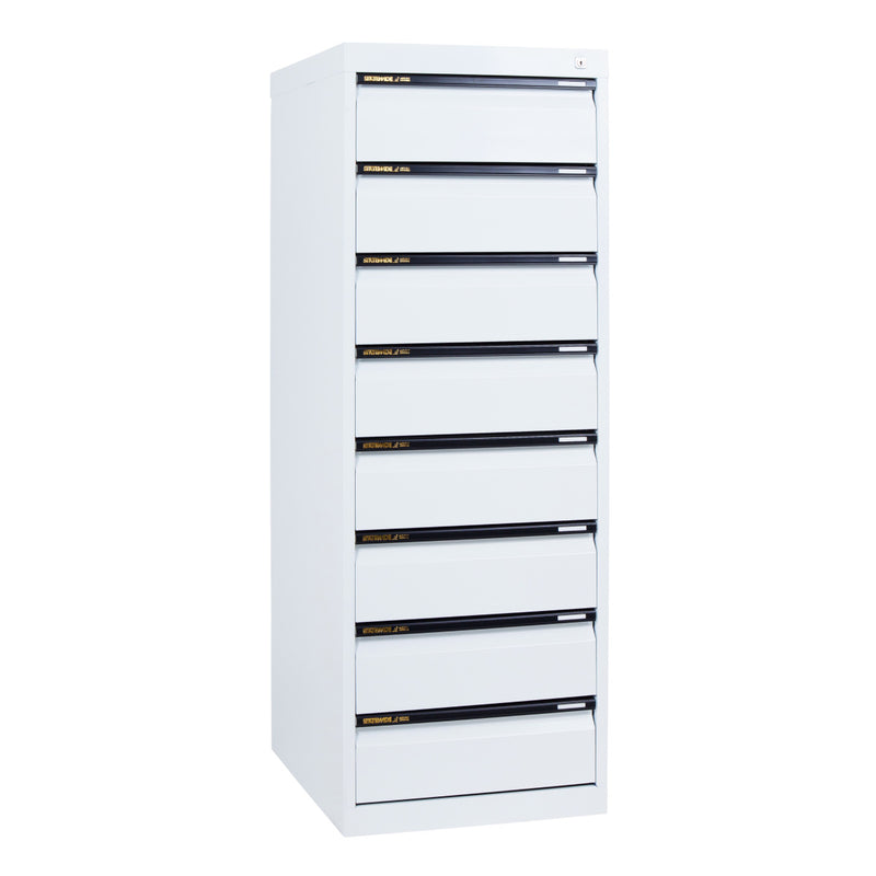 Statewide Duplex Card Cabinet to suit 8×5 Card (200mm x 125mm) 8 Drawer - 1500h x 510w x 610d White