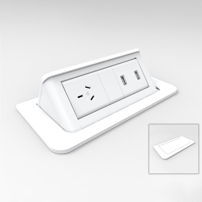 Rapidline Pop-Up Power Modules GPO 1 + USB 2 White