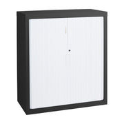 Statewide 900 mm Wide Tambour Door Cupboards - No Shelves No Shelves - Body Only 675 H x 900 W x 455 D Black Ripple