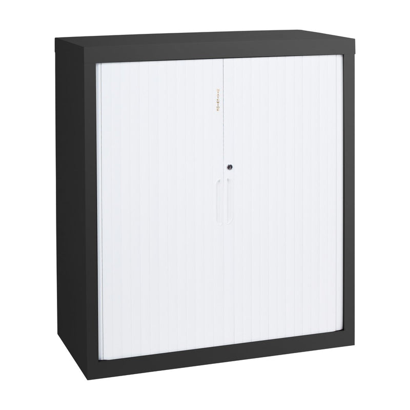 Statewide 900 mm Wide Tambour Door Cupboards - No Shelves No Shelves - Body Only 675 H x 900 W x 455 D Black Ripple