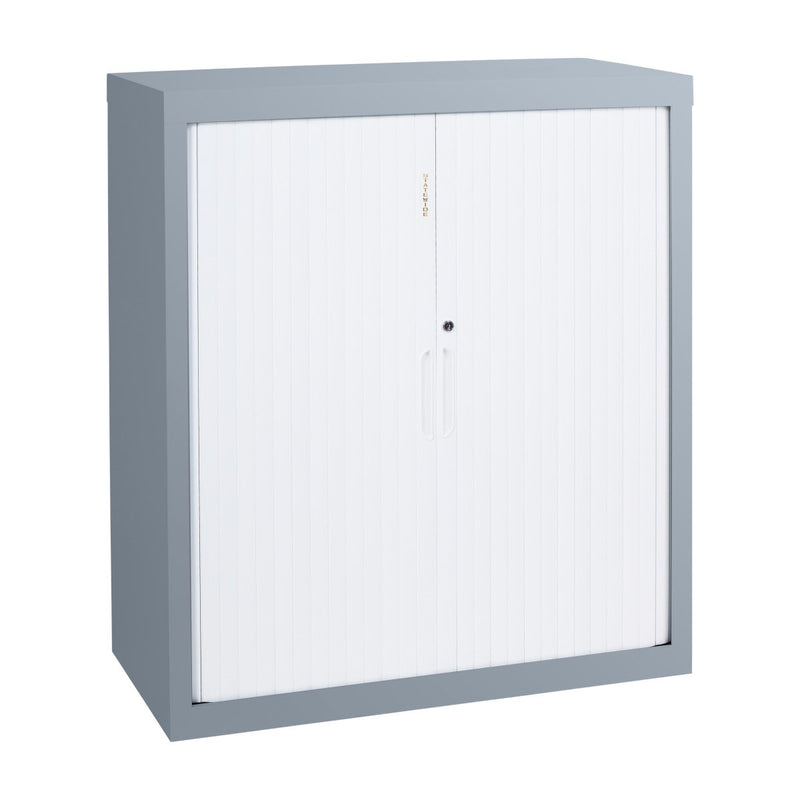 Statewide 900 mm Wide Tambour Door Cupboards With Shelves 2 Standard Shelves 675 H x 900 W x 455 D Precious Silver