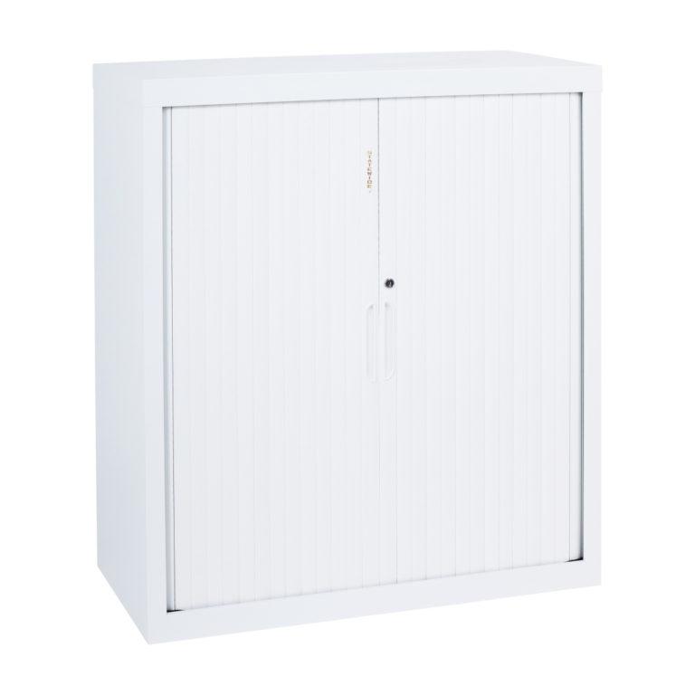 Statewide 900 mm Wide Tambour Door Cupboards With Shelves 2 Standard Shelves 675 H x 900 W x 455 D White