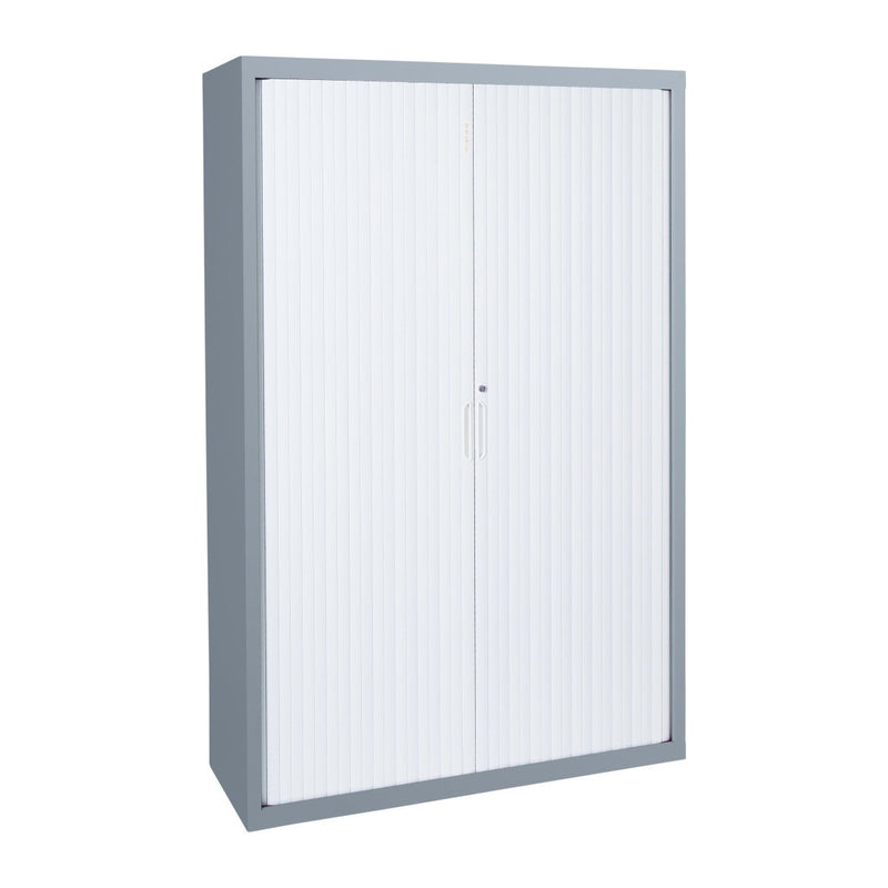 Statewide 1200 mm Wide Tambour Door Cupboards With Shelves 4 Standard Shelves 2000 H x 1200 W x 455 D Precious Silver