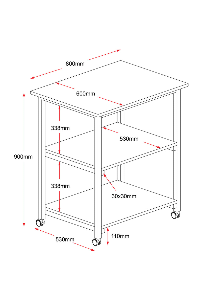 Rapidline Three Tiers Utility Trolley