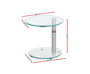Artiss Side Coffee Table Bedside Furniture Oval Tempered Glass Top 2 Tier