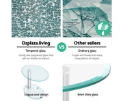 Artiss Side Coffee Table Bedside Furniture Oval Tempered Glass Top 2 Tier