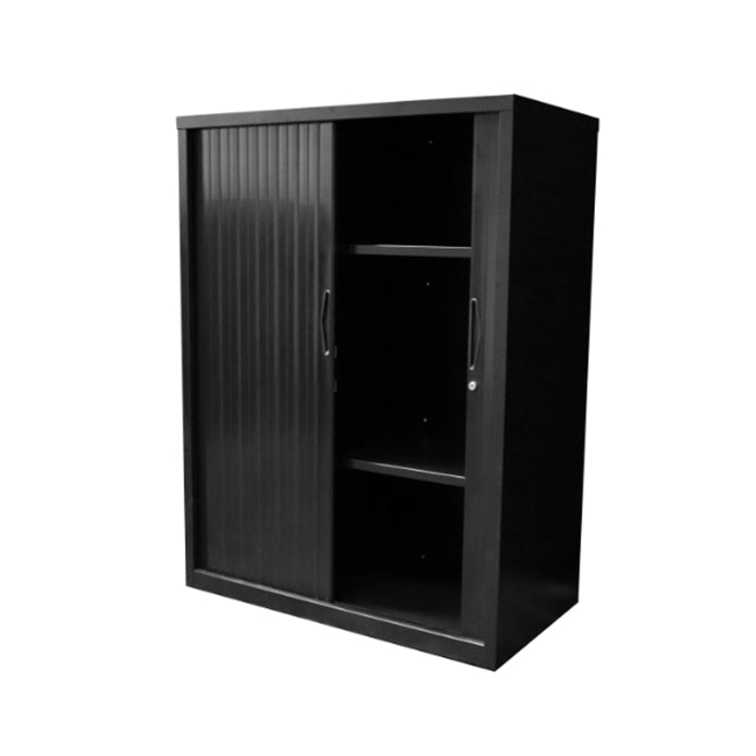 Rapidline GO Tambour Door 1200mm Wide Cupboard With Shelves 1200mm 2 Shelves Black