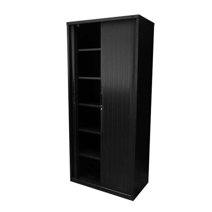 Rapidline GO Tambour Door 1200mm Wide Cupboard With Shelves 1981mm 5 Shelves Black