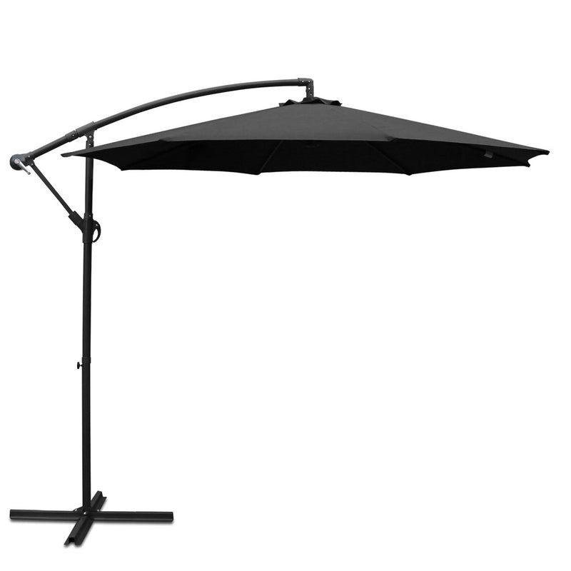 Instahut 3M Cantilevered Outdoor Umbrella Black