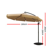 Instahut 3M Outdoor Umbrella