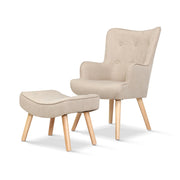 Artiss Armchair and Ottoman Beige