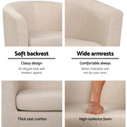 Artiss Armchair Lounge Chair Tub Accent Armchairs Fabric Sofa Chairs Wooden