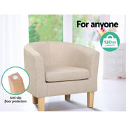 Artiss Armchair Lounge Chair Tub Accent Armchairs Fabric Sofa Chairs Wooden