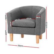 Artiss Armchair Lounge Chair Tub Accent Armchairs Fabric Sofa Chairs Wooden