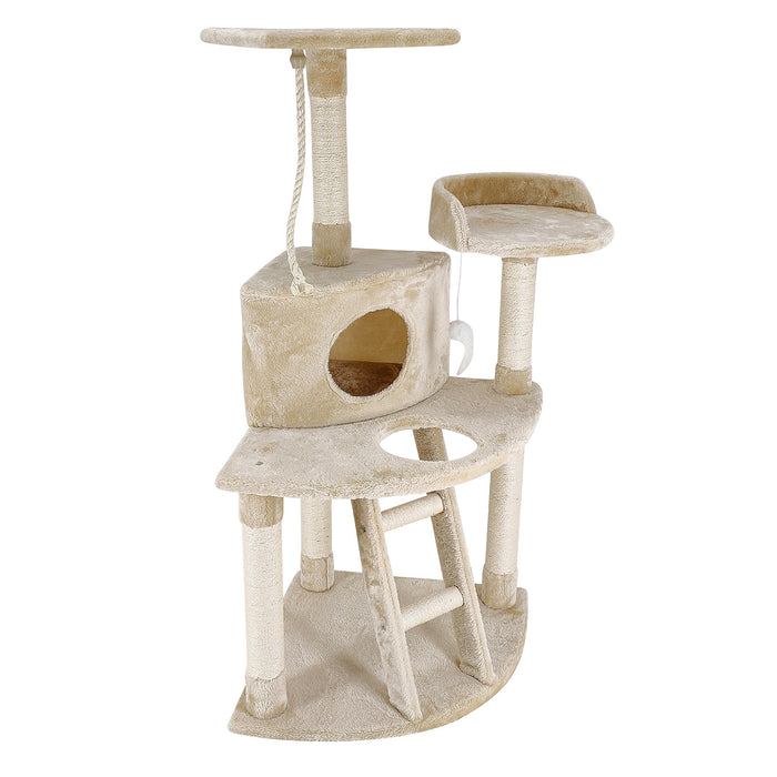 4Paws Cat Tree Scratching Post House Furniture Bed Luxury Plush Play 120cm - Beige