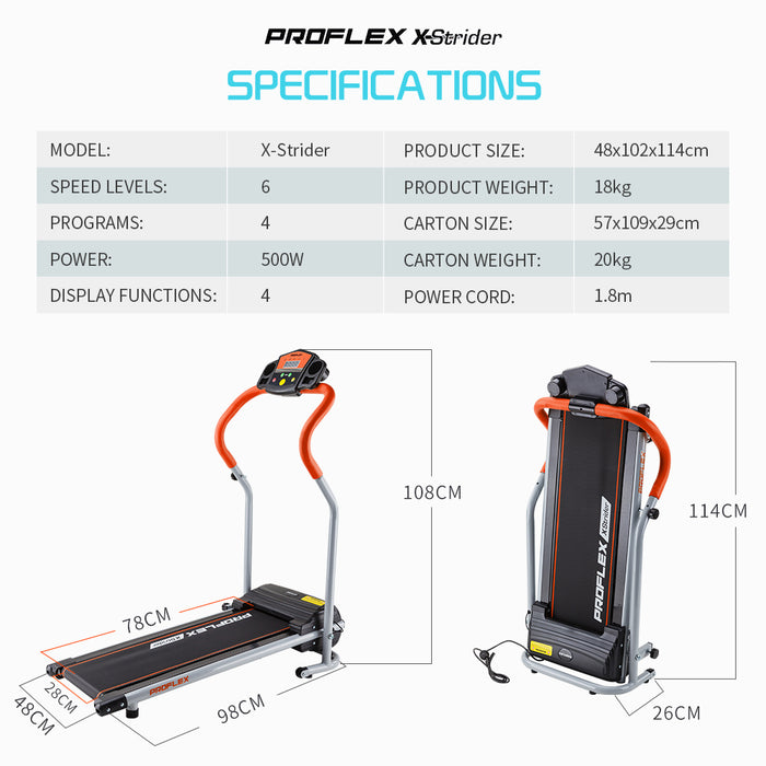 PROFLEX Electric Mini Walking Treadmill Compact Exercise Equipment Fitness Machine