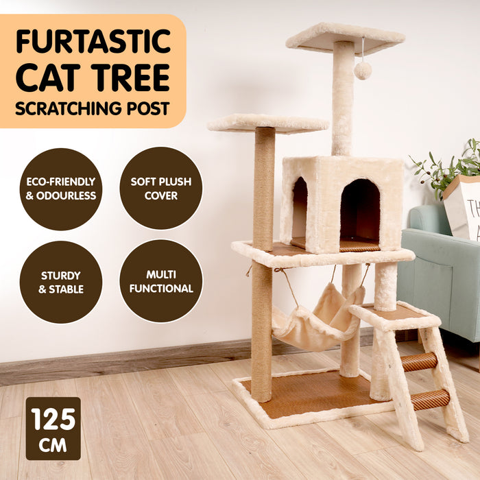Furtastic 125cm Cat Tree Scratching Post - Beige