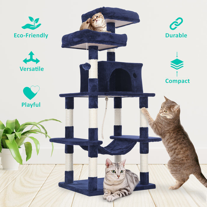 Paw Mate 145cm Blue Cat Tree WHISKY Sisal Scratching Post Scratcher Pole Condo House Tower