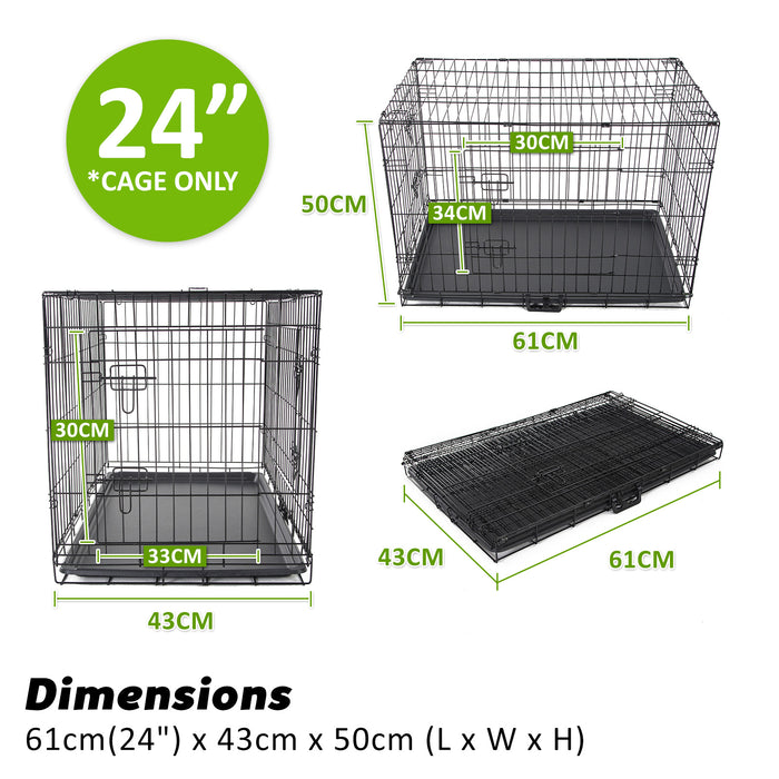 Paw Mate Wire Dog Cage Foldable Crate Kennel with Tray