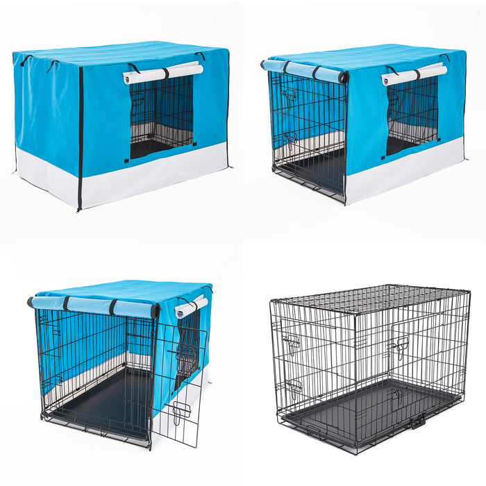 Paw Mate Wire Dog Cage Foldable Crate Kennel with Tray + Cover Combo