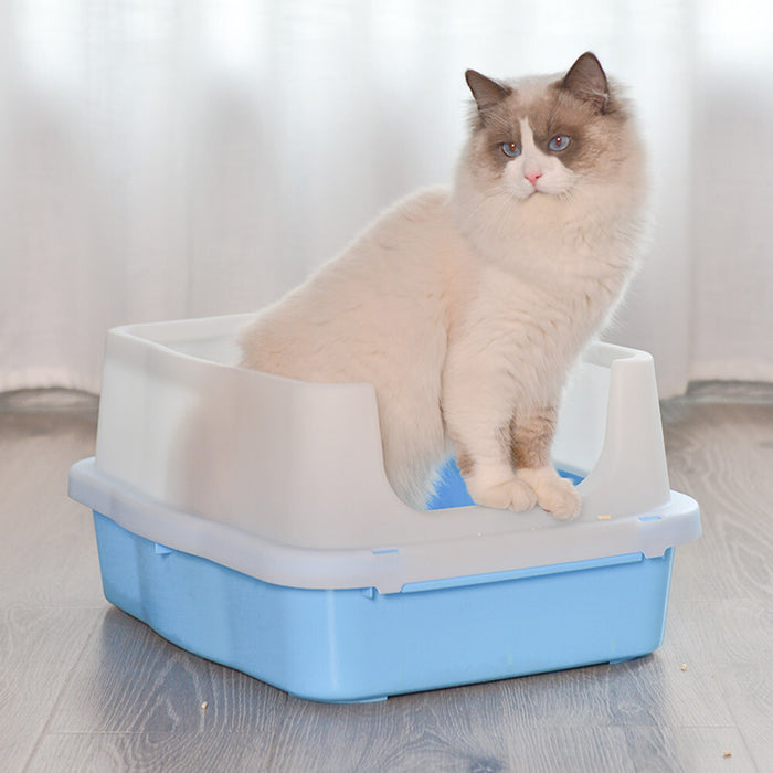 YES4PETS Large Deep Cat Kitty Litter Tray High Wall Pet Toilet Tray With Scoop