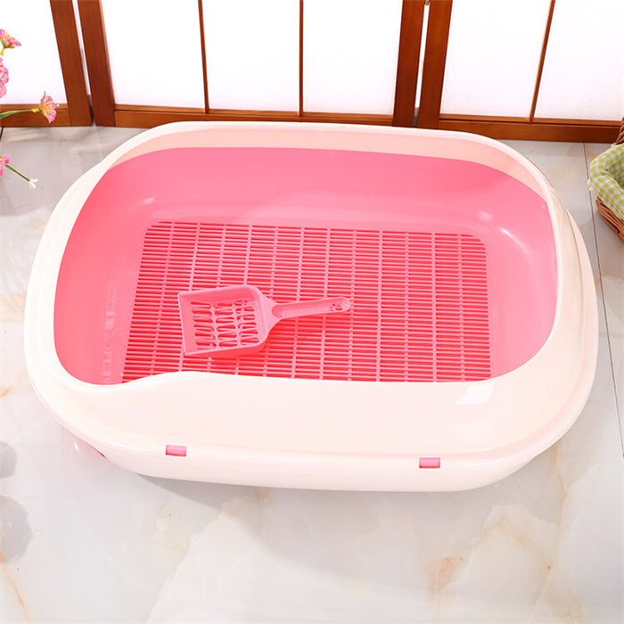 YES4PETS Large Portable Cat Toilet Litter Box Tray with Scoop and Grid Tray