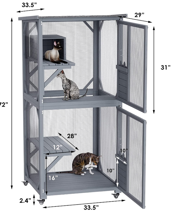 YES4PETS Pet Cat Shelter Condo with Escape Door Wooden Kitten Cage House