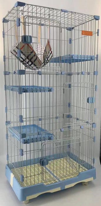 146 cm Pet 4 Level Cat Cage House With Litter Tray & Wheel 72x47x146 cm