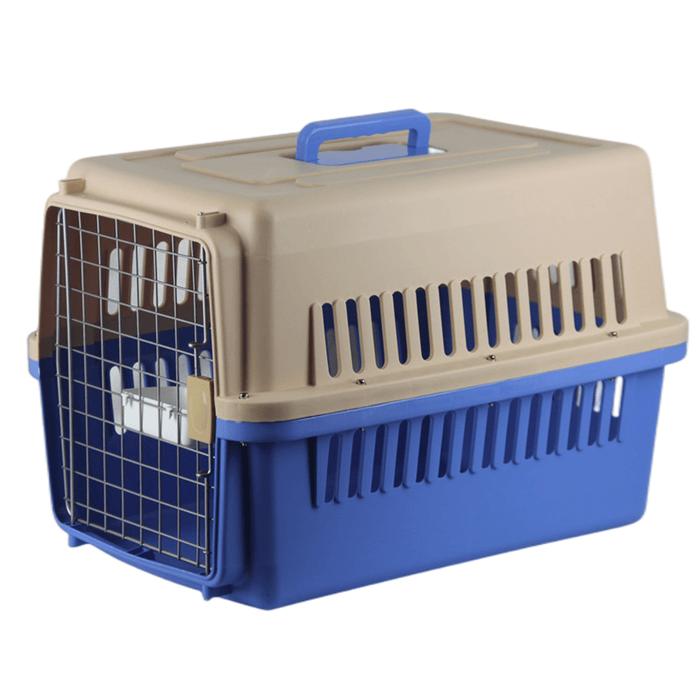 New Medium Dog Cat Rabbit Crate Pet Airline Carrier Cage With Bowl & Tray