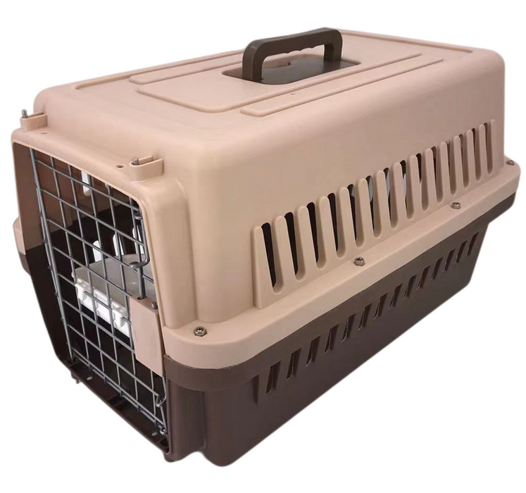 New Medium Dog Cat Rabbit Crate Pet Airline Carrier Cage With Bowl & Tray