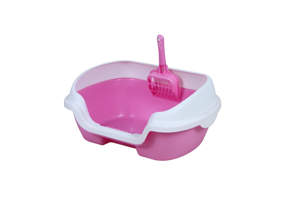 Small Portable Cat Kitten Rabbit Toilet Litter Box Tray with Scoop