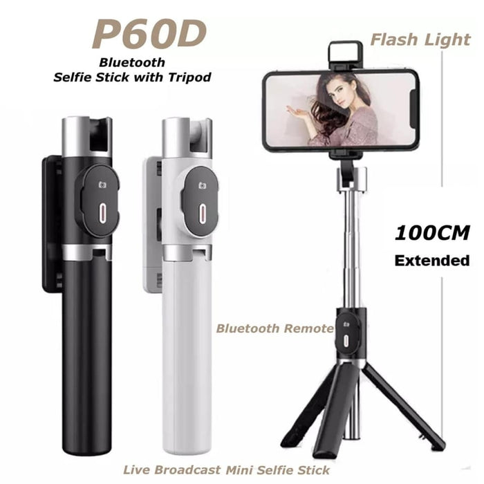 TEQ P60 Bluetooth Selfie Stick and Tripod with Remote (Stainless Steel)