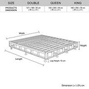 Mattress Base Ensemble Solid Wooden Slat with Removable Cover