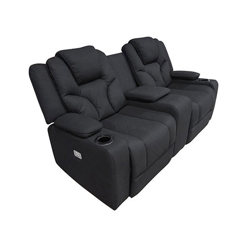 Arnold Rhino Fabric Black Headrest Padded Seat Recliner Sofa 2R