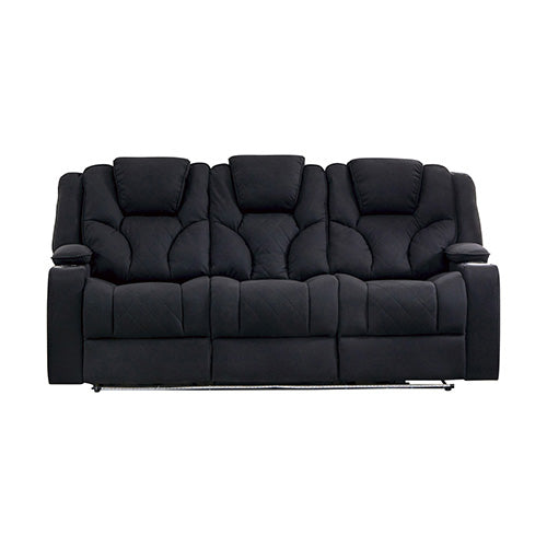 Arnold Rhino Fabric Black Headrest Padded Seat Recliner Sofa 3R