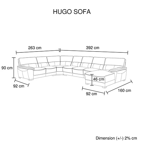 Hugo Large Corner Sofa Set Spacious Chaise Lounge Air Leather