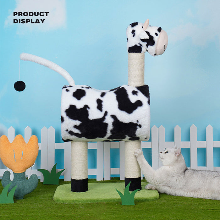 Cow Cat Tree Scratching Post Scratcher Tower Condo House Hanging Toys 86cm Condition: Brand New