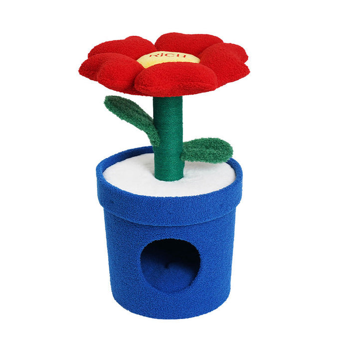 Rich Flower Cat Tree with Scratcher Pole Cat Tower with Hidaway Cat Bed Furbulous Cat Tree