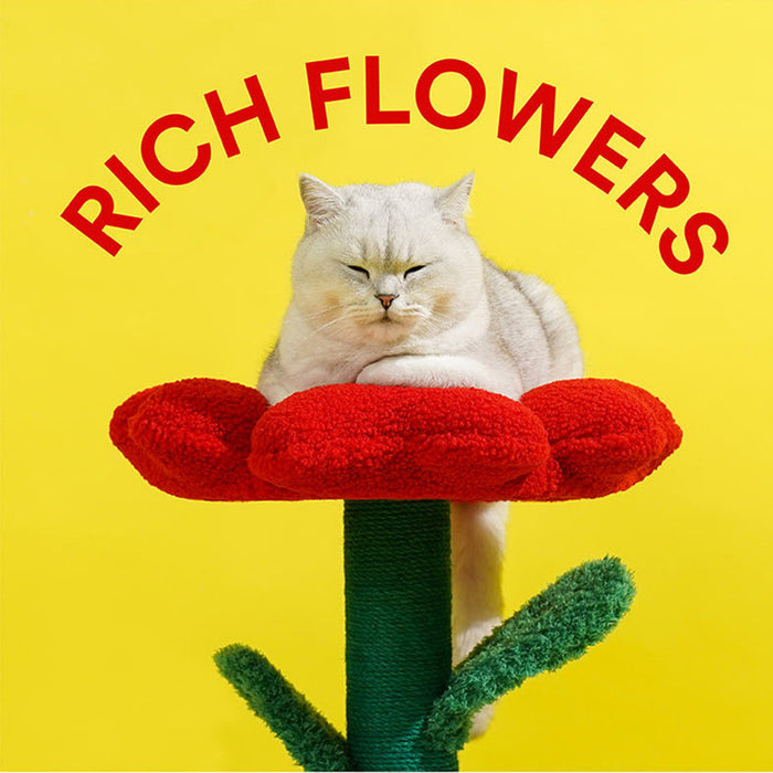 Rich Flower Cat Tree with Scratcher Pole Cat Tower with Hidaway Cat Bed Furbulous Cat Tree