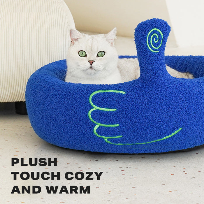 Pet Calming Bed Warm Soft Plush Round Cat Dog Nest Comfy Sleeping Gesture Bed