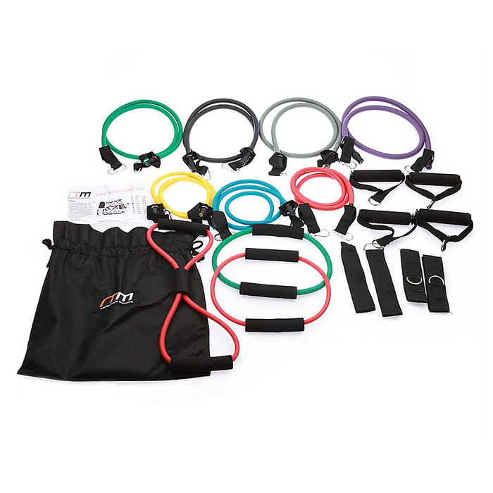 19pc Resistance Excercise Fitness Bands Tubes Kit Yoga Set