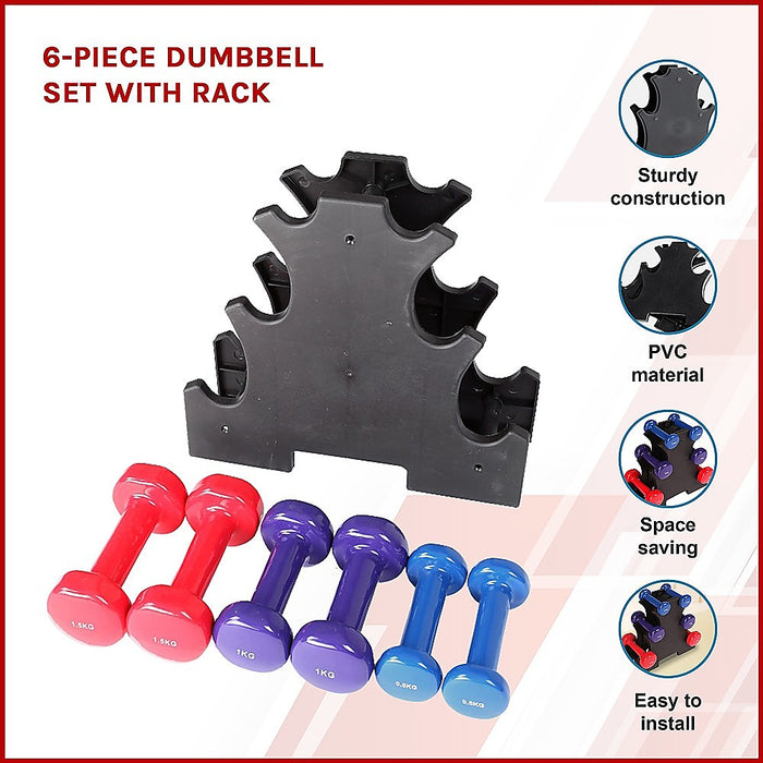 Dummbell Set 6 Piece - Includes Rack