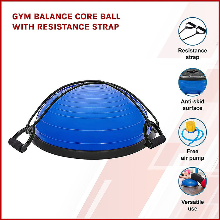 Gym Balance Core Ball With Resistance Strap
