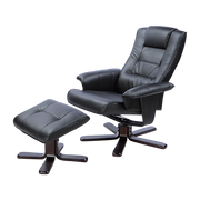 PU Leather Massage Chair Recliner Ottoman Lounge Remote Black